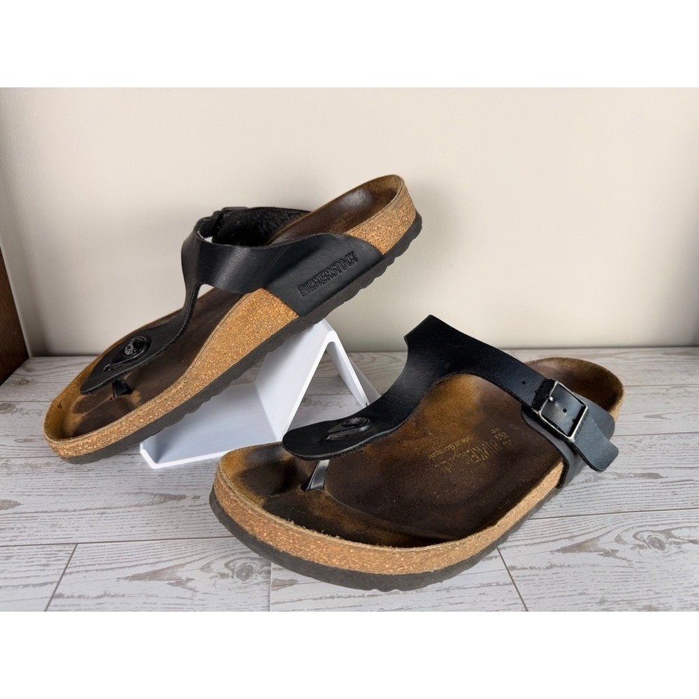 Birkenstock Gizeh Black Leather Thong Sandals Women's Size 40 EU 9 US - Picture 3 of 12